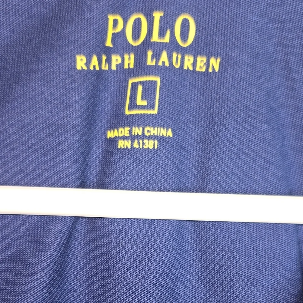 Polo Ralph Lauren Long Sleeve Blue/Lime Green Horse V-Neck Men's Large T-Shirt